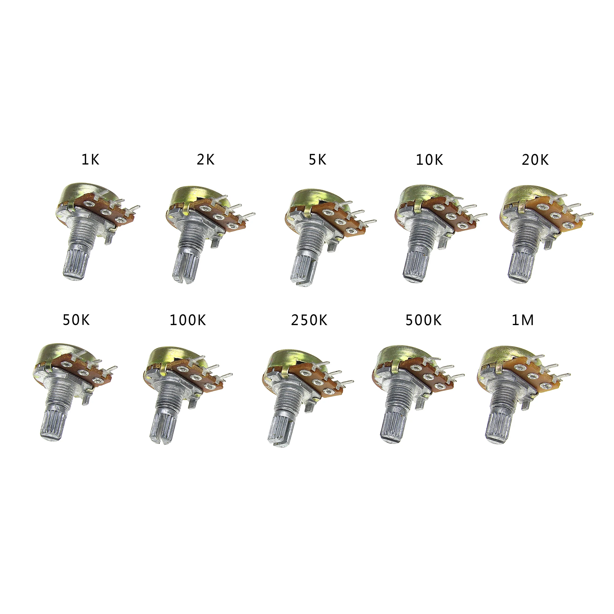 5 шт./лот WH148 линейный потенциометр B1K B2K B5K B10K B20K B50K B100K B250K B500K B1M 15 мм вал с гайки и шайбы 3pin WH148