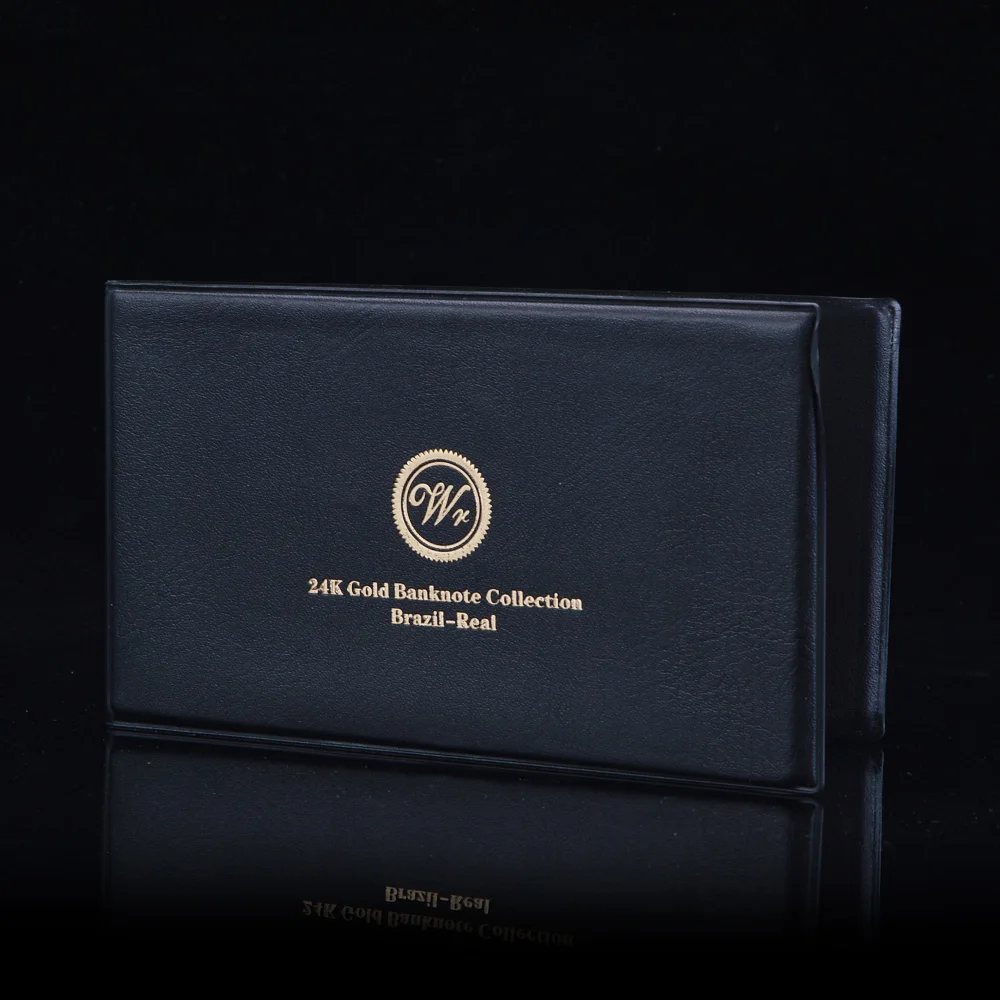 

WR Color Brazil 6pcs/lot Gold Banknote Engraved Technique Gold Plated Banknote Brazil Paper Money with Album For Collections