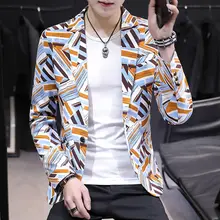 Мужские куртки осень Мужской Блейзер хип-хоп куртка в уличном стиле костюм мужские повседневные мужские блейзеры пальто полосатая пуговица приталенная куртка