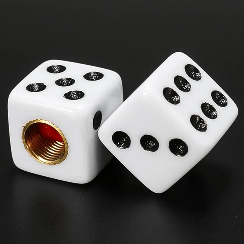 4pcs Plastic Wheel Stem Tyre Air Valve Dustproof Cap Gold Dice Tire