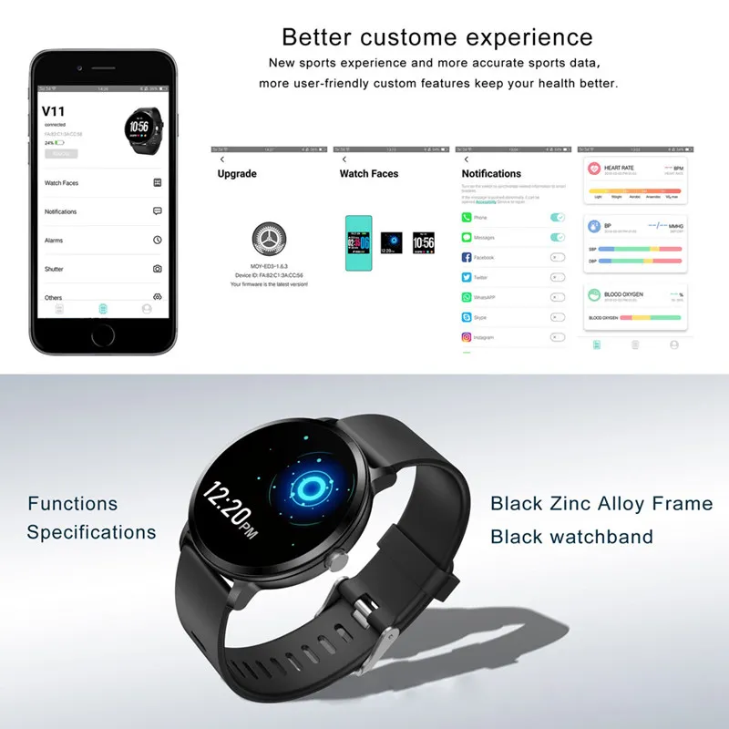 YUEDAER New V11 Smart Watch Health Blood Pressure Heart Rate Activity Tracker IP67 Waterproof 1.3\ YUEDAER New V11 Smart Watch Health Blood Pressure Heart Rate Activity Tracker IP67 Waterproof 1.3\