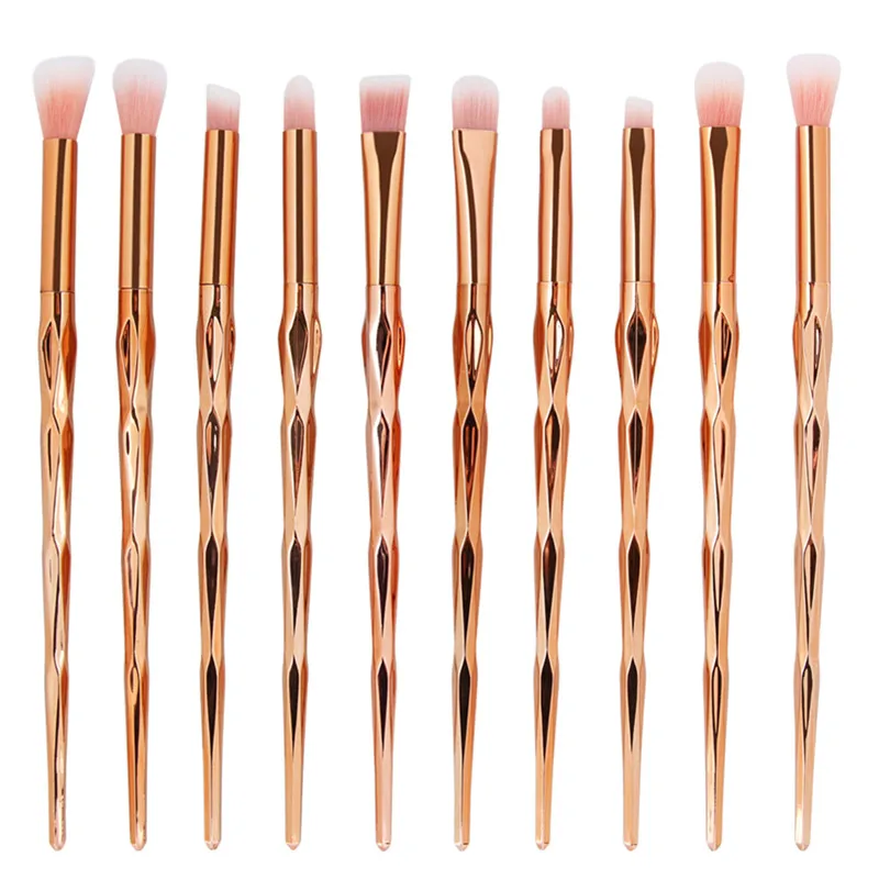

10Pcs Rose Gold Makeup Brushes Set Professional Nasal Shadow Eyeliner Eyebrow Brush Kits Diamond Shape Eyeshadow Brush Set
