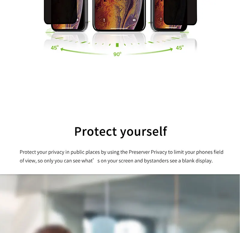 Jcpal Защитное стекло для сохранения личной информации для iPhone XS MAX против подсматривания закаленное Стекло пленка для полного покрытия защиты