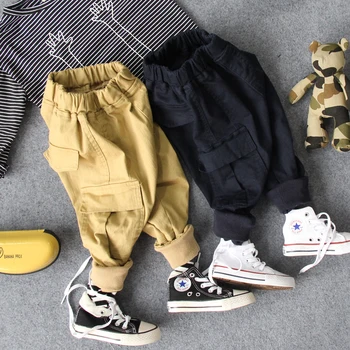 

new 2019 spring boys casual loose cargo pants 1pc kids spring fall comfortable pant boys trousers