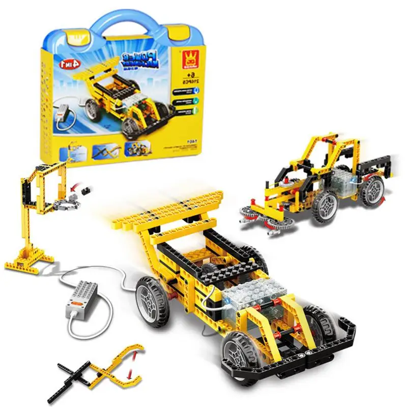 

4 In 1 Electronic Building Blocks Assembled Toys Racing Building Set Compatible Educational Technology Experimental Mechanical