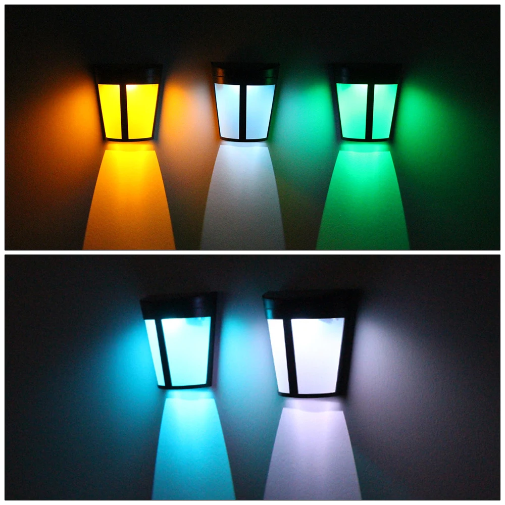 

LED Solar Power Dual Mode Warm Light Color Wall Light 6 LED Outdoor Waterproof Energy Saving Street Home Garden Security Lamp