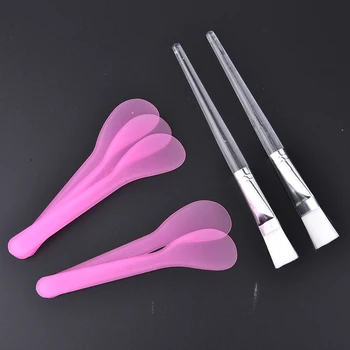 

5pcs Cosmetic Mask Spoon Spatulas with 2PCS Facial Skin Care Mask Fan Brushes Applicator DIY Mask Tool Set Hot Sale