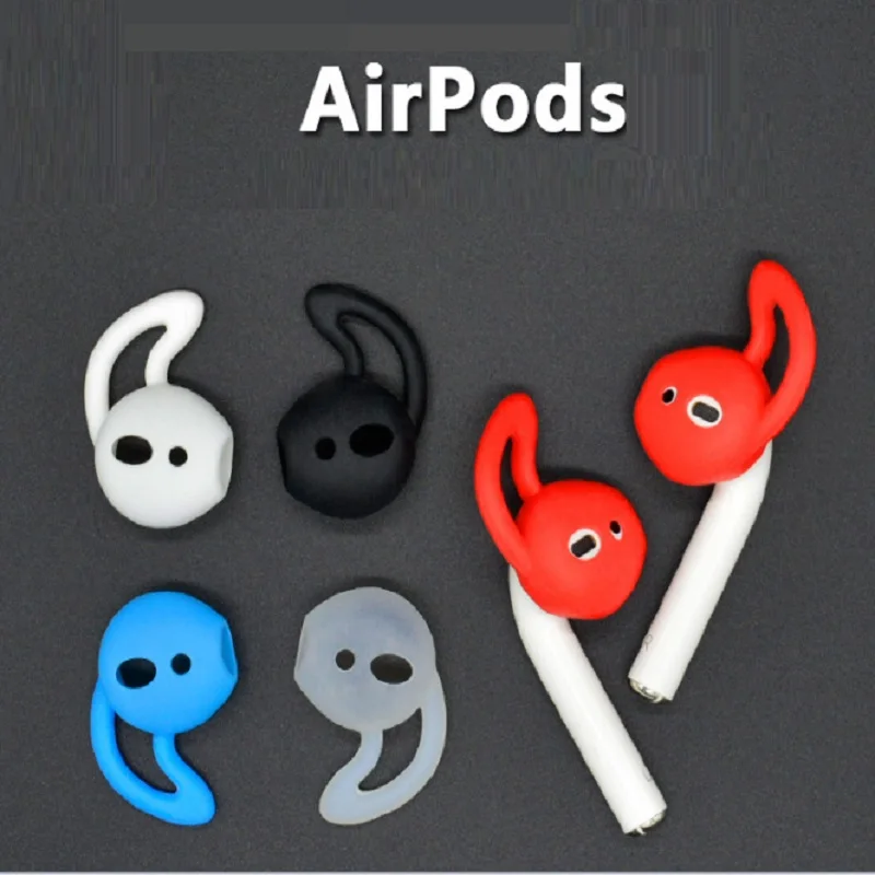 1 Pairs Airpods Earphone Case Cover Silicone Antislip Ear Hook Earbuds tips Caps for iPhone Earpads Earpods Eartips free shiping