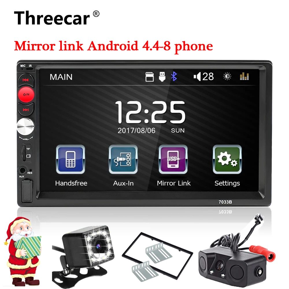 

Mirror Link 2din car radio 7" HD Touch Screen Audio Stereo Bluetooth Video MP5 Multimedia Player Car Rear View Camera TF USB FM