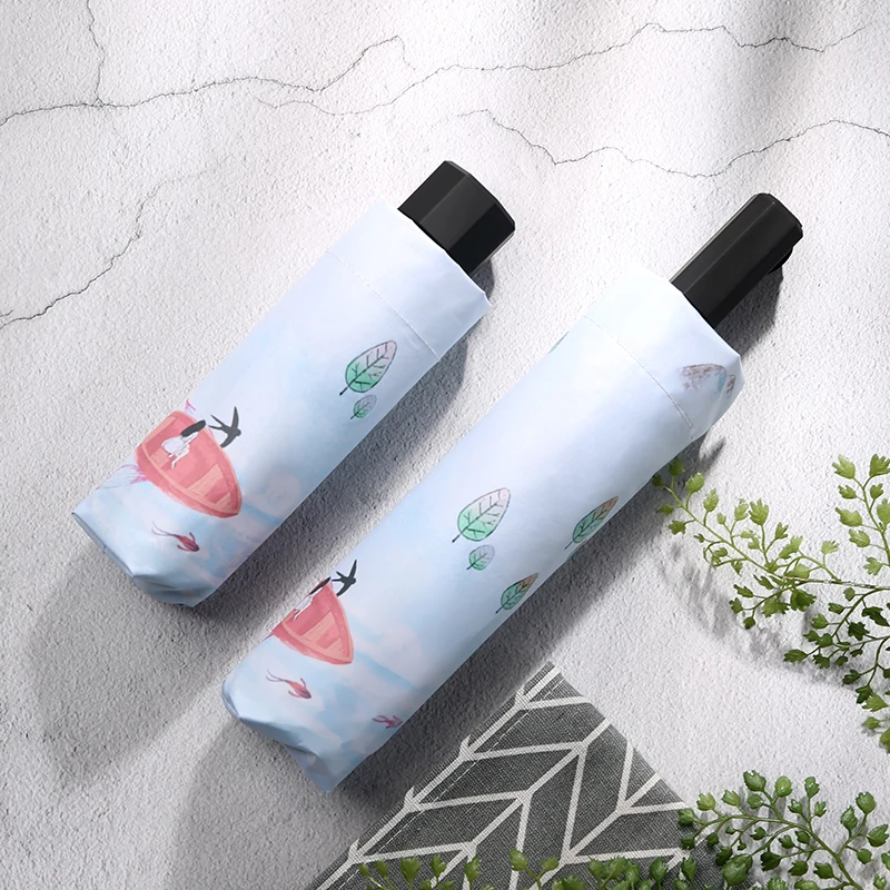Sunshine and Rain Dual-purpose Sunscreen Ultraviolet Protection Folding Student Portable Five-fold Umbrella | Дом и сад