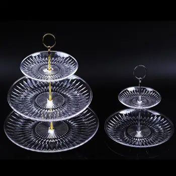 

Transparent Acrylic Tray Cake Stand Fruit Dish Creative Dish Handle Circle Fruit Dish
