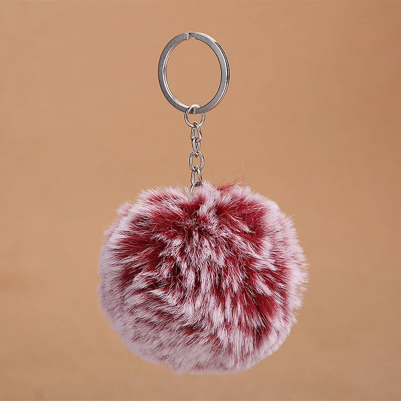 

Fashion Frost Color Fluffy Rabbit Fur Ball Pompom Keychain Women Bunny Fur Pompon Keyring Trinket Bag Car Key Chain Wedding Gift