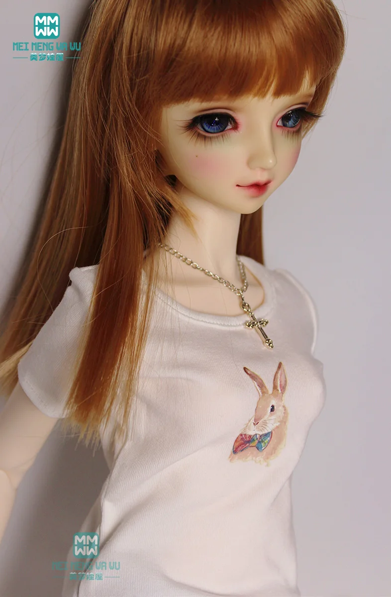 New leisure printing white With short sleeves T-shirt 1//3 1//4 MSD BJD Clothes