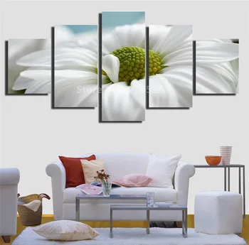 

5 Pieces White Flowers Canvas Painting Modular Pictures Print Posters On The Canvas Home Decoration For Living Room Frame