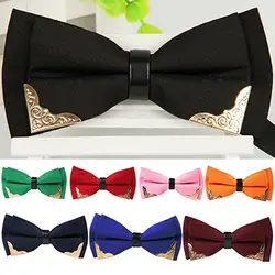 Классический сплошной атласная Регулируемая смокинг Свадебная вечеринка Для мужчин лук галстук-бабочка галстук