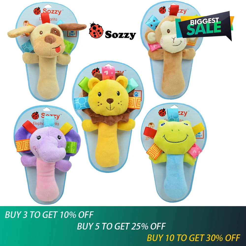 

1pcs Sozzy musical baby rattles plush infant baby Toys animal plush toys Bene Rattles cute toy for Baby