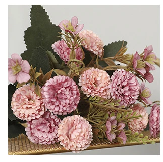 Свадебные цветы, искусственные цветы, вечерние цветы, искусственные цветы, 1 шт., 5 бутонов, 10 цветочных головок - Цвет: Pink