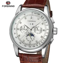 

FSG319M3S3 New arrival Automatic fashion men moon phase watch black genuine leather strap free shipping with gift box