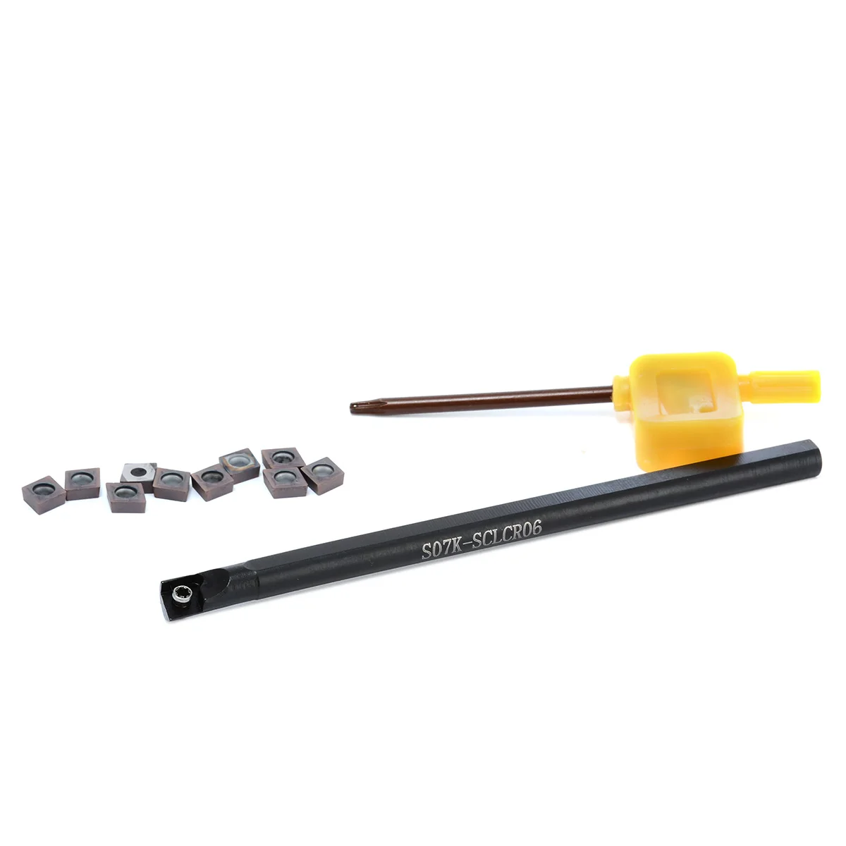 

1pc 125mm Length Boring Bar S07K-SCLCR06 Lathe Turning Tool Holder + 10pcs CCMT0602 Inserts + T8 Wrench