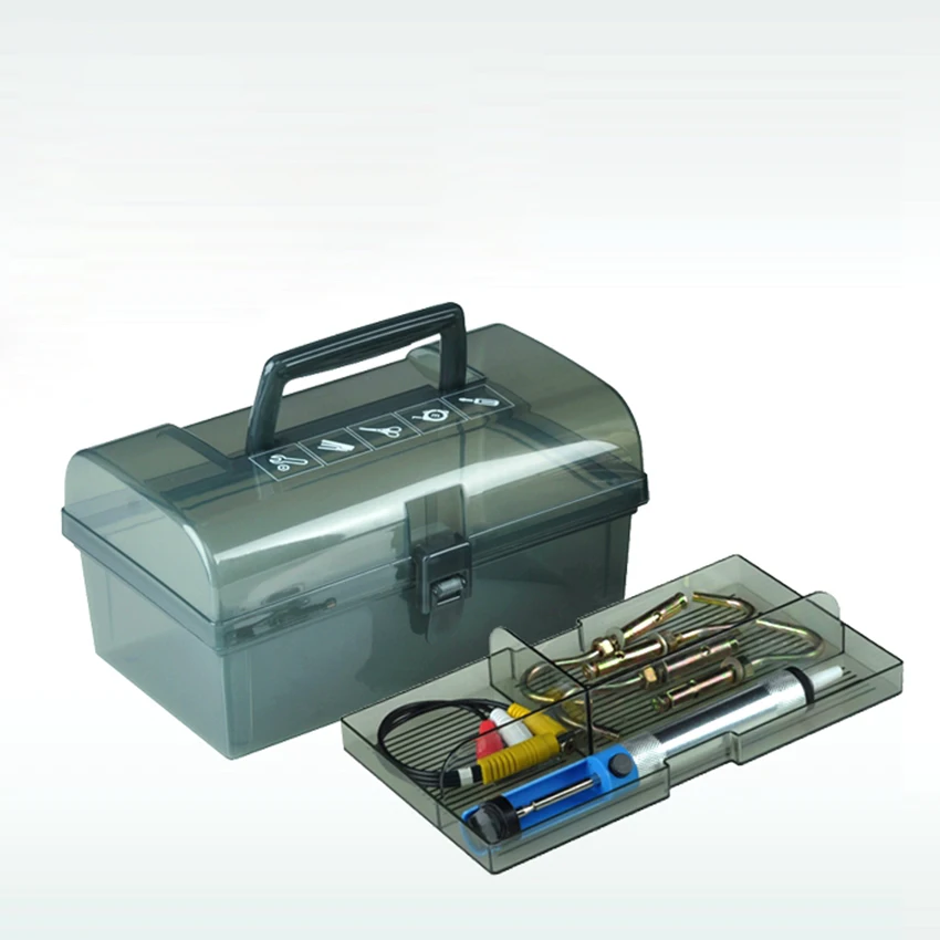 Пластиковый ящик для инструментов с ручкой, лотком, отсеком, ящиком для хранения и органайзером, ящик для инструментов 22*13*11,3 см