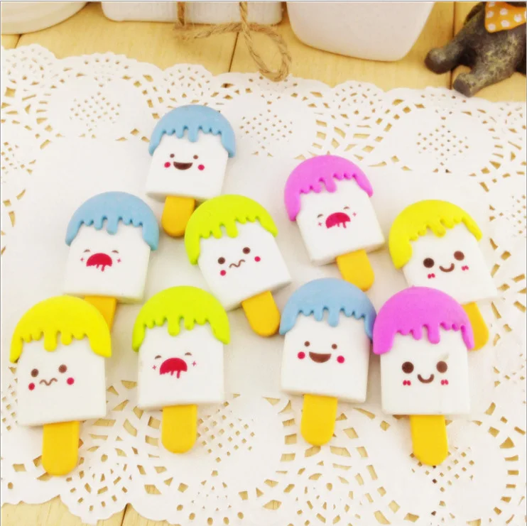 New creative cartoon cute expression ice cream eraser student rubber