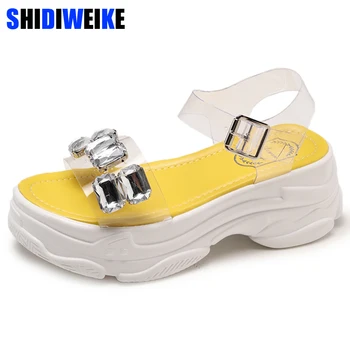 

sandalias mujer 2020 Women fashion high quality Summer Sandals ladies increase PVC Transparent Flat platform Sandals m864