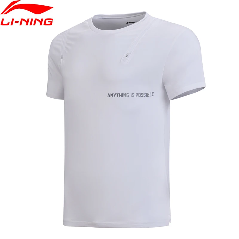 

Li-Ning 2018 Men Zero The Trend T-shirt 92% Cotton 8% Spandex Zippers Li Ning Sports T-Shirts Reflective Print Tee AHSN149