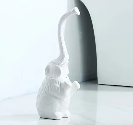 1 шт., 35 см* 13 см, новая керамическая щетка для унитаза со слоном, для ванной комнаты, мягкая щетина, набор для унитаза, съемная щетка в форме слона - Цвет: Белый