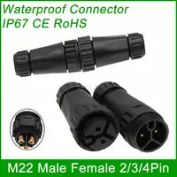 M22 男性女性ワイヤコネクタ IP67 防水 25A クイックプラグ 2 ピン 3 ピン 4 ピン電気カプラ用 led ライト 10 ユニット