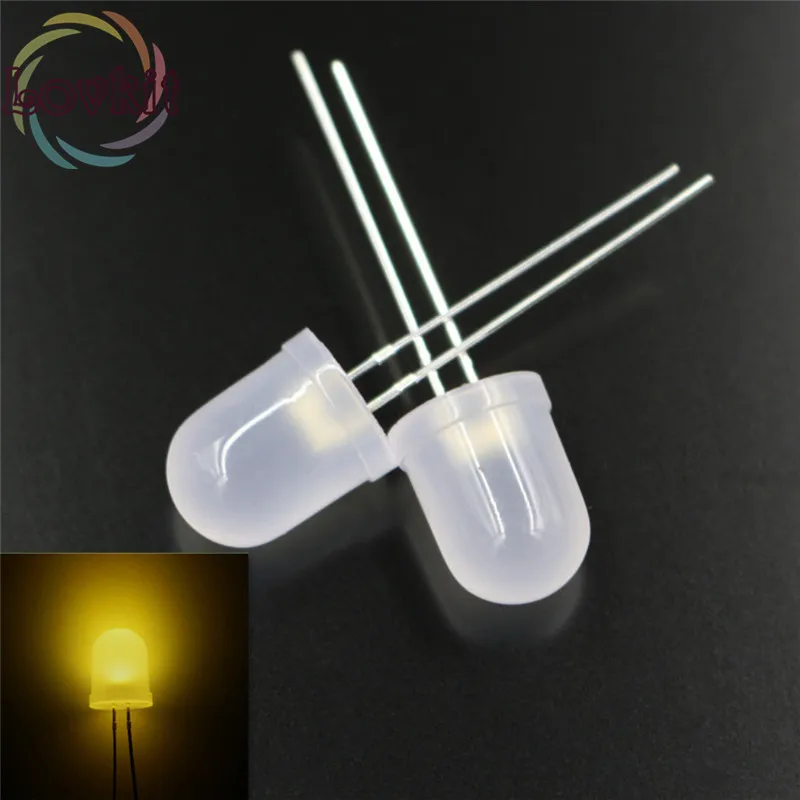 100pcs 10mm Round top Diffused Warm White LED 10MM Ultra Bright LED