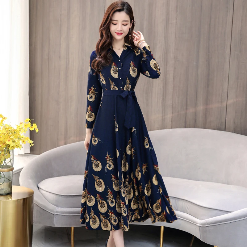 

Runway print dress button sashes fashion high quality bodycon slim maxi vintage Party robe dresses plus size women clothing
