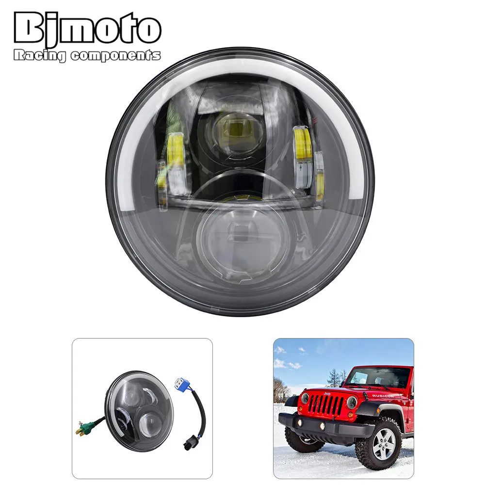 Светодиодный головной фонарь Bjmoto H4 H13 7 дюймов 60 Вт фары дальнего и ближнего света