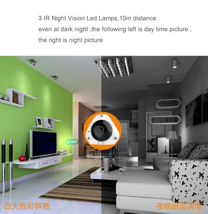 Wi Fi панорамный камера IP 360 градусов рыбий глаз 1.3MP безопасности Мини CCTV Cam HD 960 P 3D VR беспроводной Смарт видеокамера TF слот для карты I