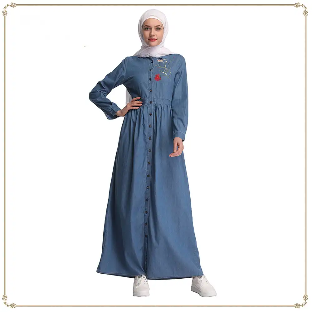 denim maxi shirt dress