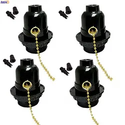IWHD Plastic Fitting E27 Bulb Holder With Switch 110-220V Soquete Lamp Holder E27 Socket Douille Portalamparas Vintage UL CE