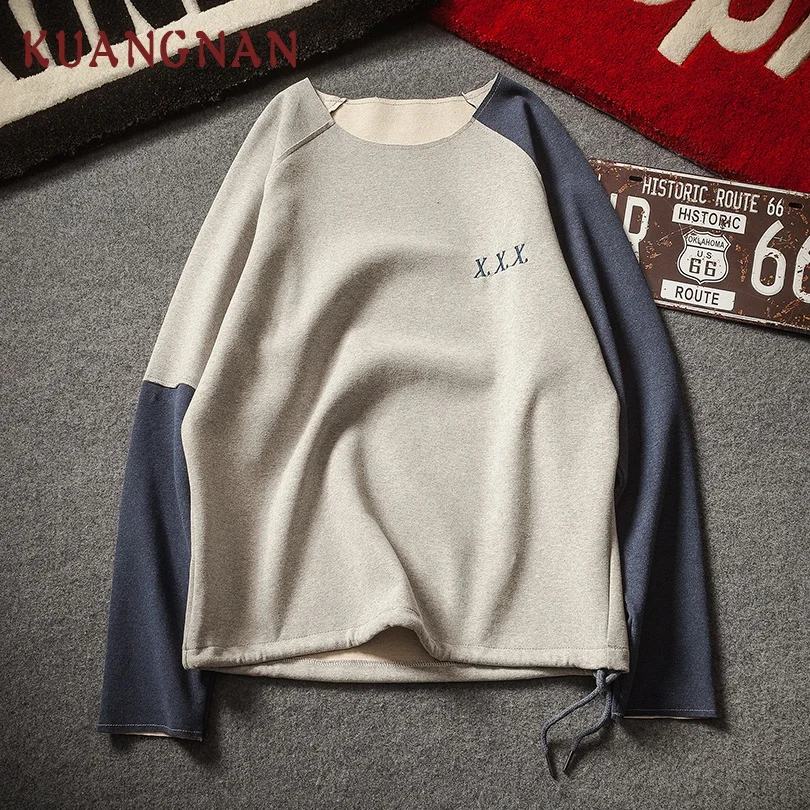 

KUANGNAN Harajuku Sweatshirt Men Japanese Streetwear Sweatshirt Men Hip Hop Sweatshirts Men Clothing 5XL 2019 Spring New