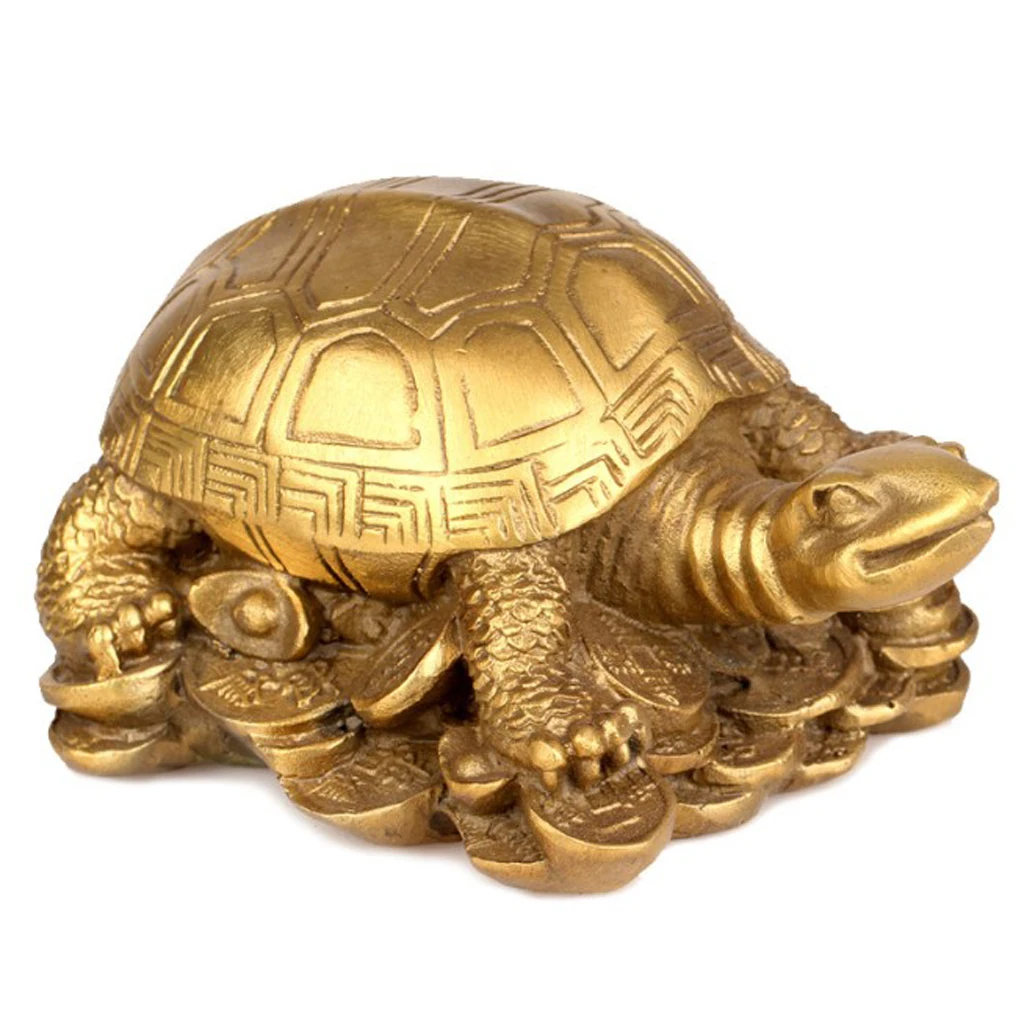 Collection Wealth Money Coin Brass Dragon Turtle Statue Furnishing Ornament Miniatures Tea Pet