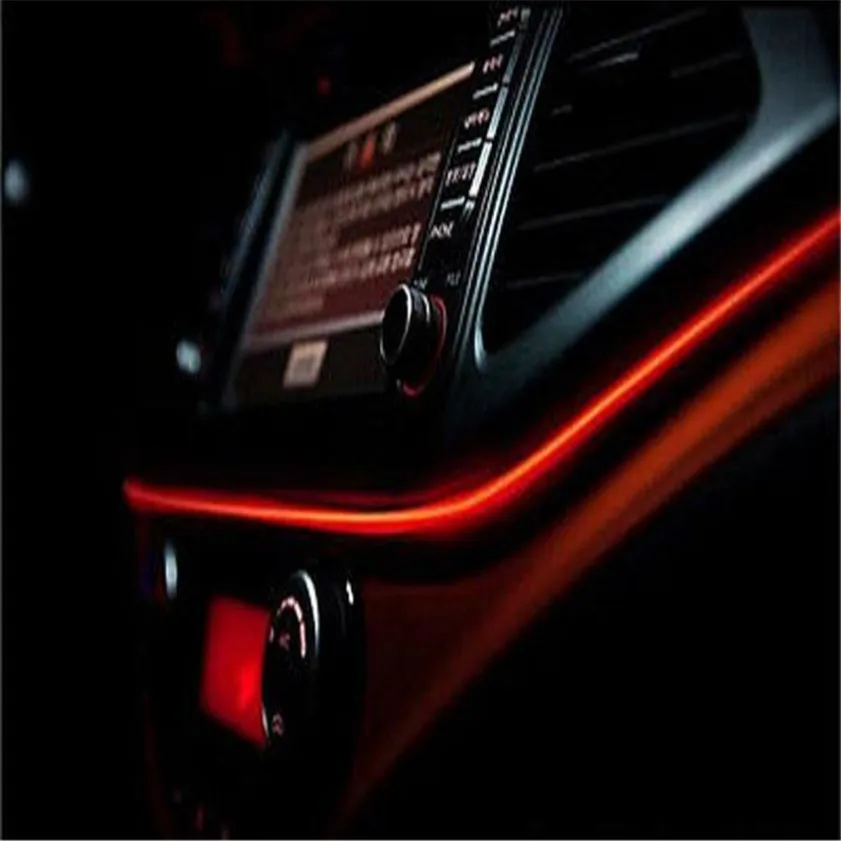 Высокое качество 2 м красный EL провода 12V автомобильный интерьер, Декор для дома флуоресцентные неоновые полосы холодный светильник лента