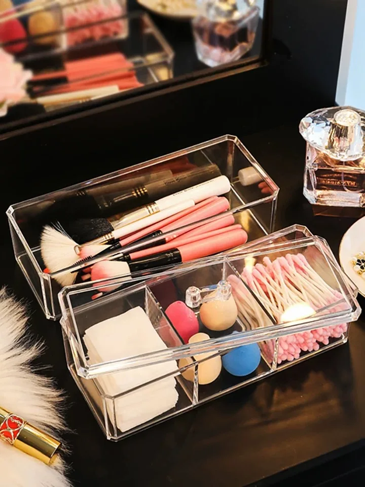 Acrylic Makeup Storage Box Cosmetic Organizer Large Capacity Makeup Display Case Brush Lipstick Holder Desk Bathroom Organizer