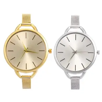 

Jewelry Women Wristwatch Alloy Simple Slim Mesh Band Business Casual Needle Gold Silver Quartz Watch For Female Valentine's Day