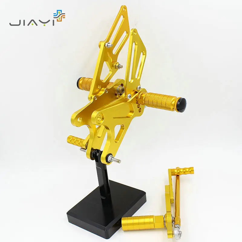 С ЧПУ заготовки мото Регулируемая Rearset подножки педали отдых сзади Комплект Гонки Для Yamaha 1000 YZF R1 2009- 10 12 13 золото