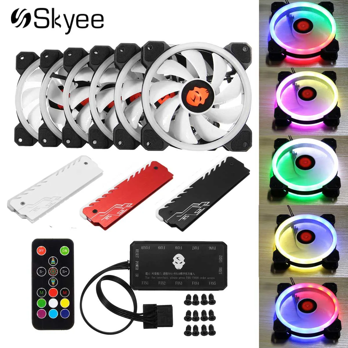 

Multiple 1/3/6pcs RGB Adjust LED 120mm Computer Cooler PC Cooling Fan for CPU+IR Remote Control+RGB RAM Cooling Shell Heat Sink
