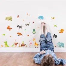 funny happy animals zoo cute dinosaur zebra giraffe snake diy home decal wall sticker for kids roon baby nursery decoration gift