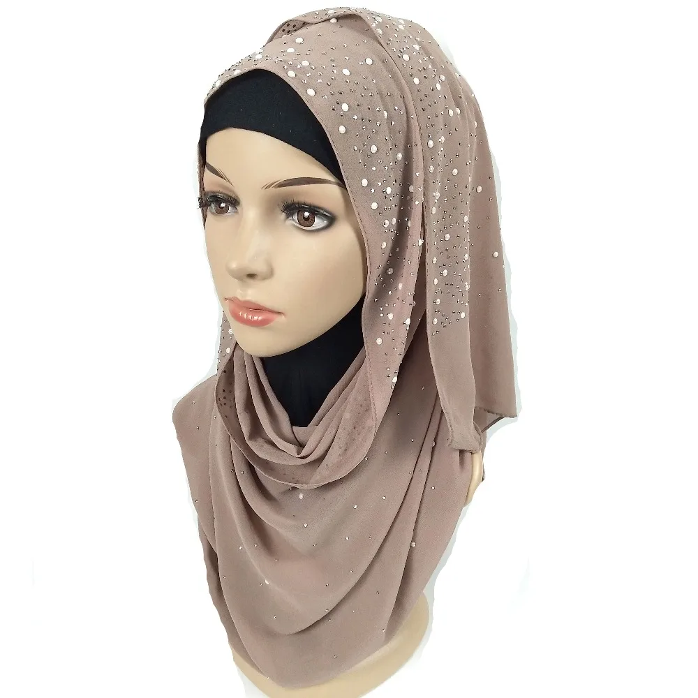 B4 высокое качество алмаз шифон хиджаб шарф платок повязка на голову Женская длинная обертка 180*75 см можно выбрать цвета