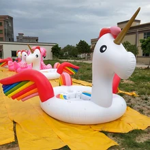 Цветной напечатанный гигантский Единорог бассейн поплавок остров для 6-8 человек