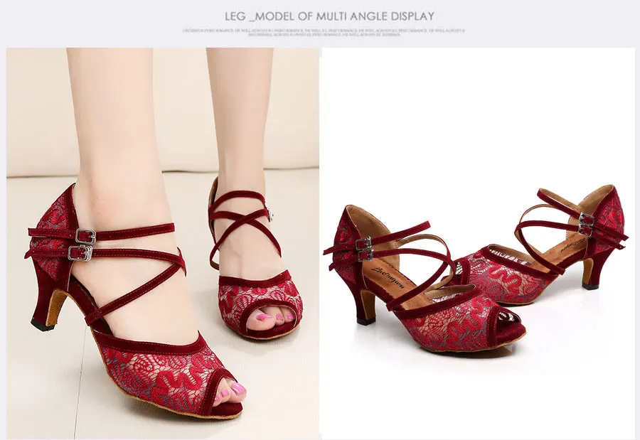 Ladingwu/женские кружевные туфли для латинских танцев; женская Обувь для бальных танцев; Танцевальная обувь для сальсы и выступлений; цвет красный, черный, коричневый