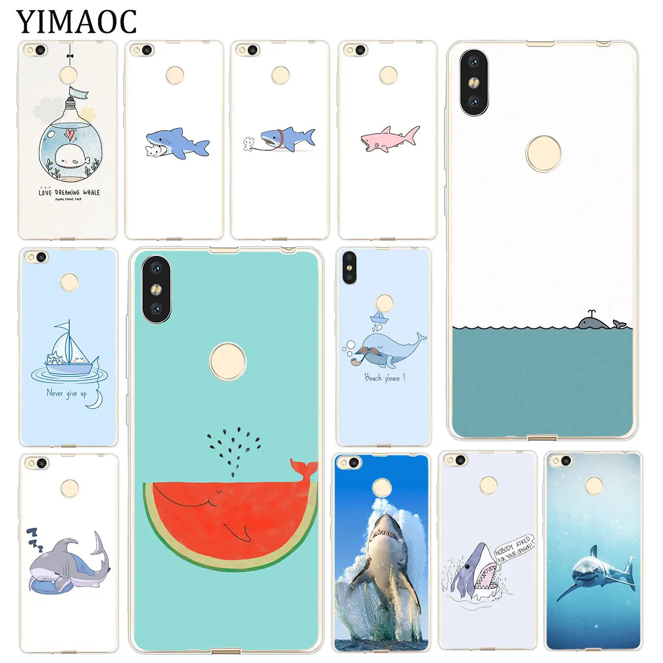 

YIMAOC shark Sea fish dolphin Soft Case for Xiaomi MI Redmi 7A 6A 4A 4X S2 K20 GO Note 8 7 5 6 Pro Plus 4 Cover