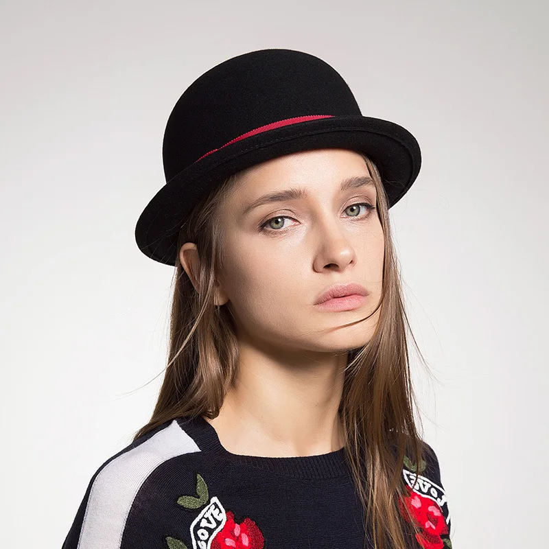 Online Sedancasesa bowler cappelli per le donne In Australia feltro di lana cappello Autunno Inverno cappello superiore di modo nuovo elegante partito delle signore fedora cap