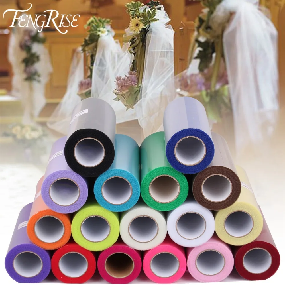 FENGRISE Baby Shower 15cm 25yds Tulle Roll Bridal Party Wedding Decoration Spool Tutu Birthday Gift Wrap Festive Event Supplies