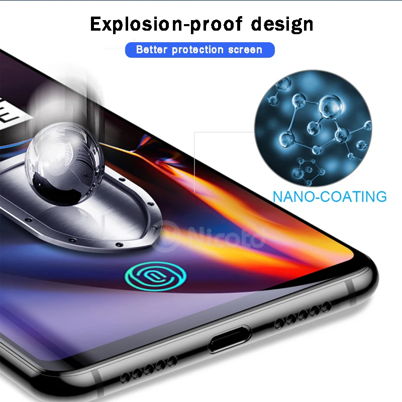 Nicotd для Oneplus 6T 5D Закаленное стекло пленка 1 + 6 One plus 5 Полное покрытие Защита экрана